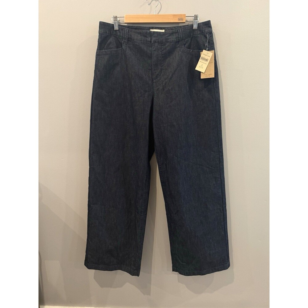 Coldwater Creek Willow Trouser Pants Jeans Sz 14 L Dark Wash Wide Leg Stretch